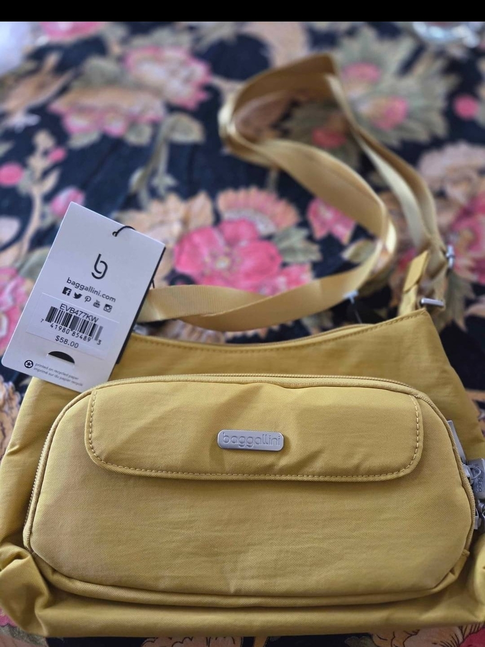Baggallini Mustard Crossbody Bag with Front Zip Pocket